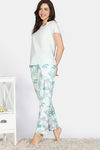 Zivame Nature Trails Knit Poly Pyjama Set - Antique White — thumbnail 3